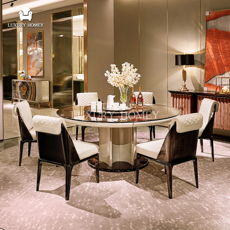 Italian Luxury Design Dining Room Sets Modern Dining Tables And 6 Seater Chairs Wooden Luxury Dining Round Lazy Susan Desk