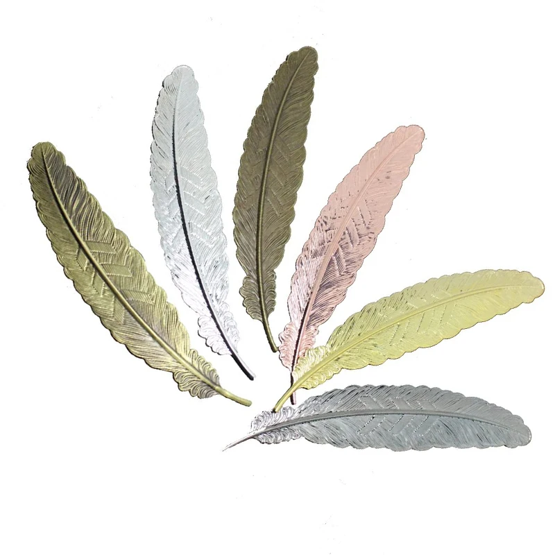 Metal Page Clip Gift Feather Shape Bookmark Metal European Style Bookmark Souvenir