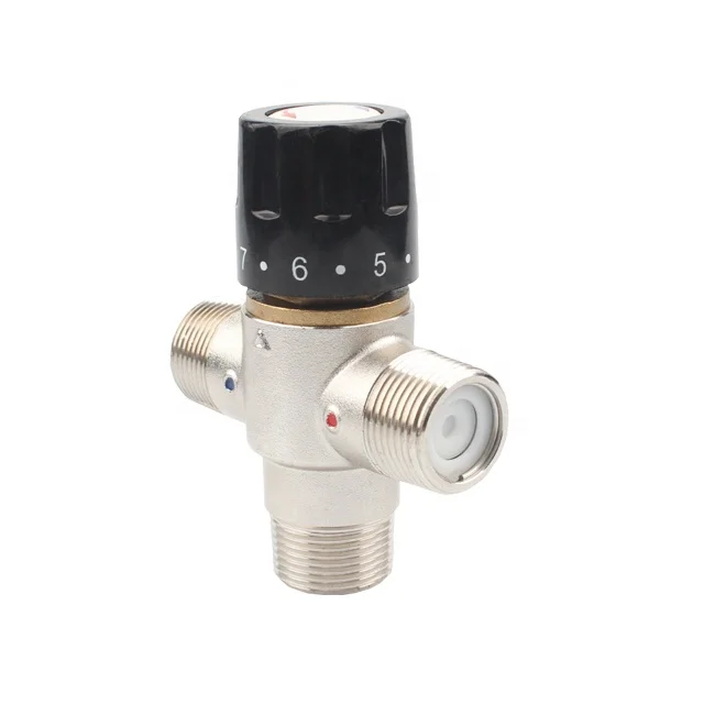 Wholesale Water Shower Mixing Valve G1/2 3 Way Brass Thermostatic Mixing Valve For Solar Electrical Hot Water BJ45004