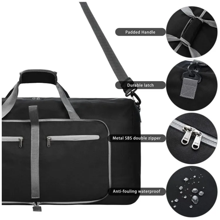 Lightweight Sport Foldable Travel Duffel Bag Large Travel Luggage Bag with Shoes Compartment