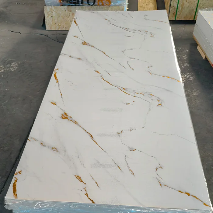 2024 Hot sale 4*8ft waterproof Gilded pvc marble sheet high glossy uv marble wall panel for interior decoration