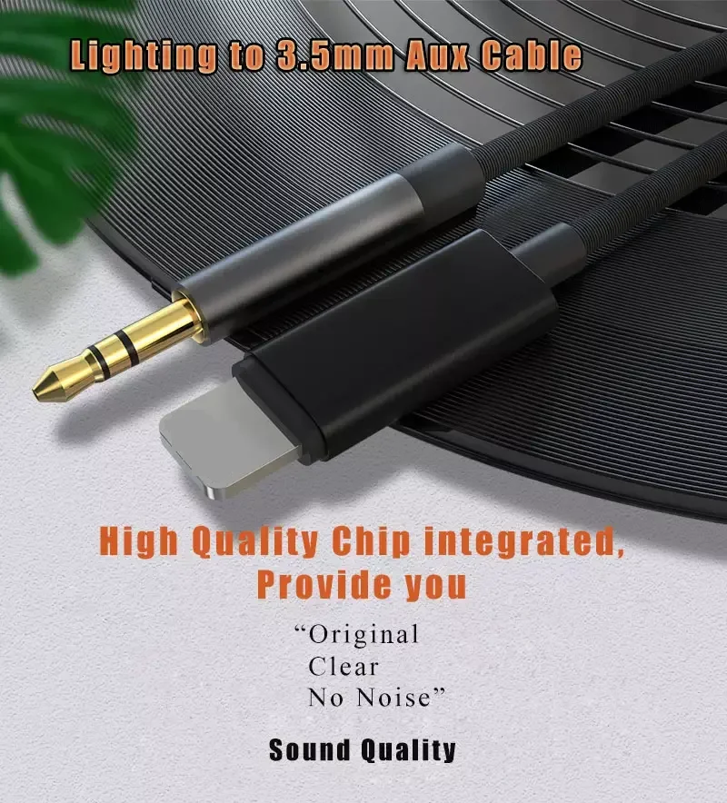 High quality 1m AUX Cable to Male 3.5mm Car Auxiliary Cable for iPhone