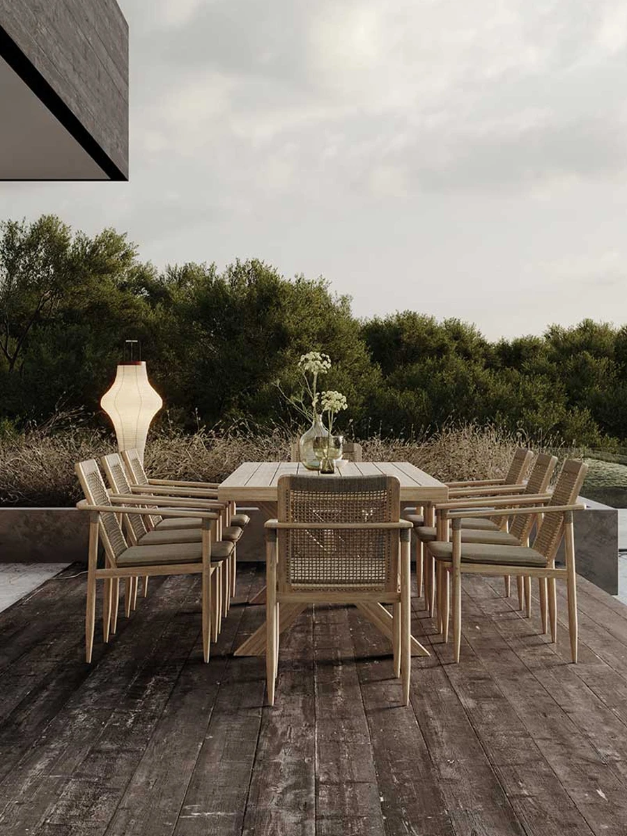Commercial Standard Patio Teak Wood Garden Table Outdoor Furniture Dining Table and Chair Set