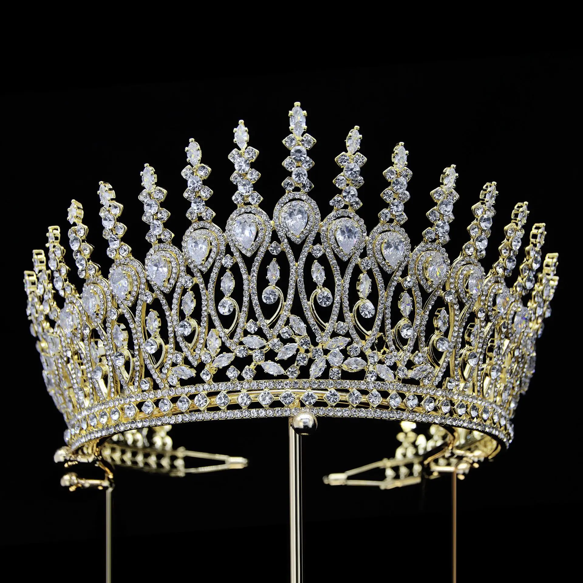 Oversized European American Korean bride Crown tiara Princess Crown wedding luxury design zircon bride tiara