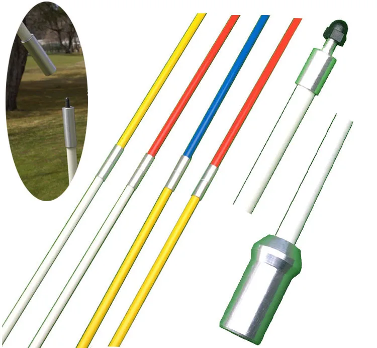 golf practice flag pole marker with stripped fiberglass stick