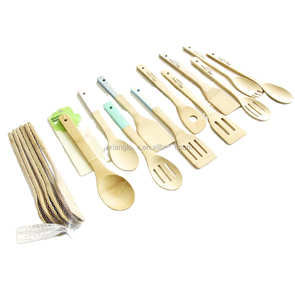 Набор бамбуковых кухонных инструментов, 6 шт., ложки и лопатки, кухонная утварь 12 дюймов