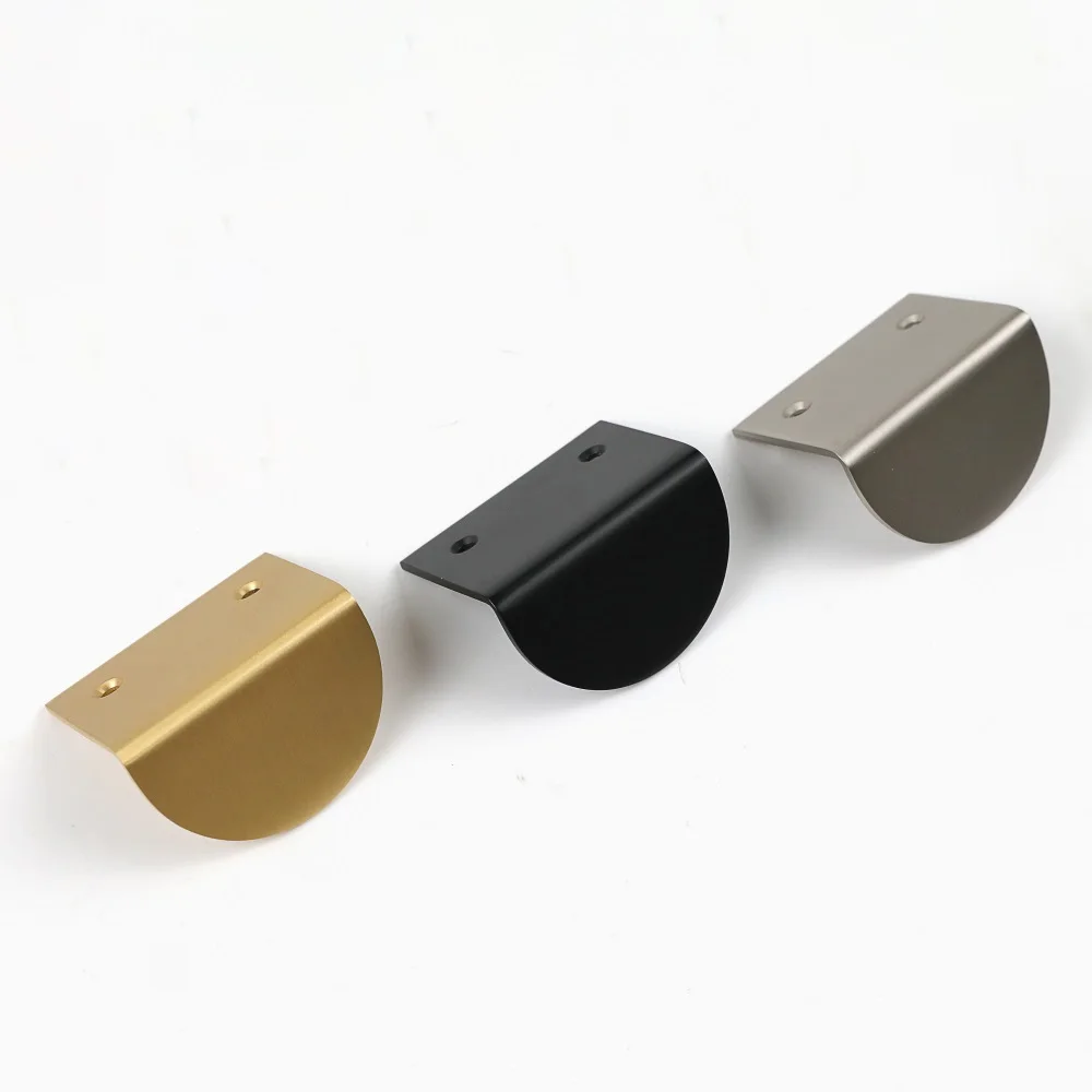Invisible Edge Half Round Cabinet Handle Pull Exquisite Solid Brass Kitchen Hardware Classic Furniture Handle for Cabinet