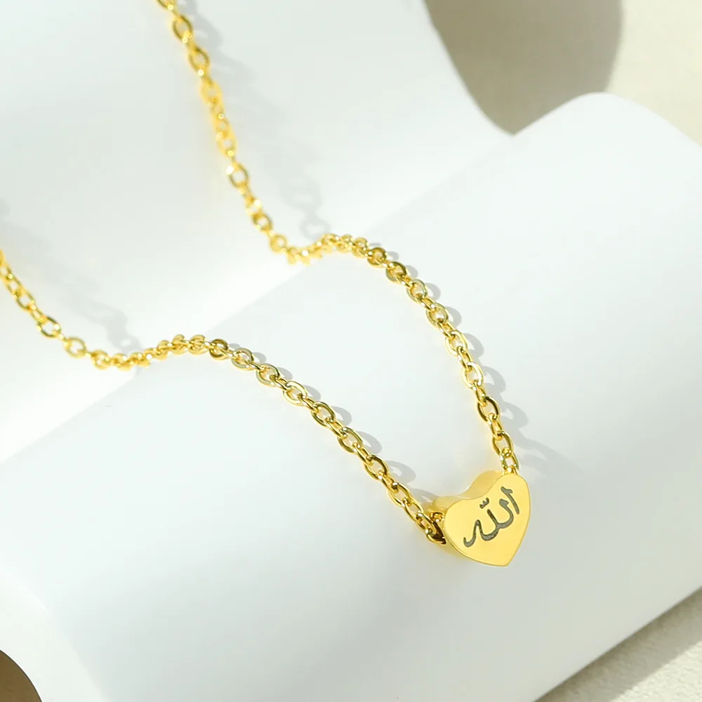 18k Gold Pvd Stainless Steel Muslim Allah Necklace Arabic Letter Name Necklace Jewelry For Women Girls