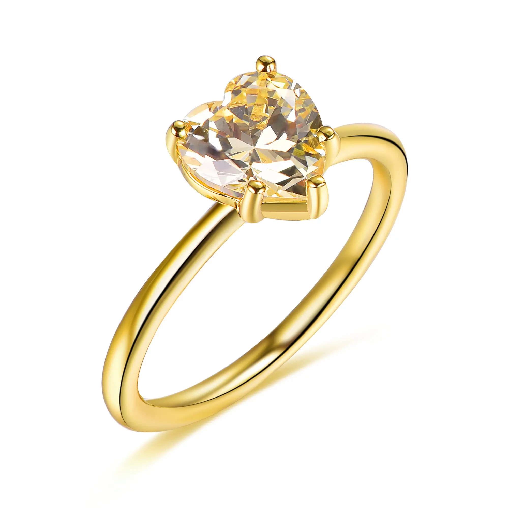 kirin wholesale 925 Sterling Silver Zircon Jewellery Engagement Wedding Ring 14 K Gold Plated Rings Jewelry