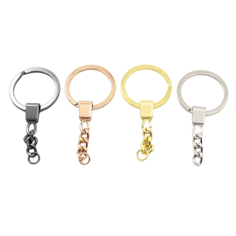Custom zinc alloy 25mm flat ring chain keychain for Silver flat ring pendant wholesale