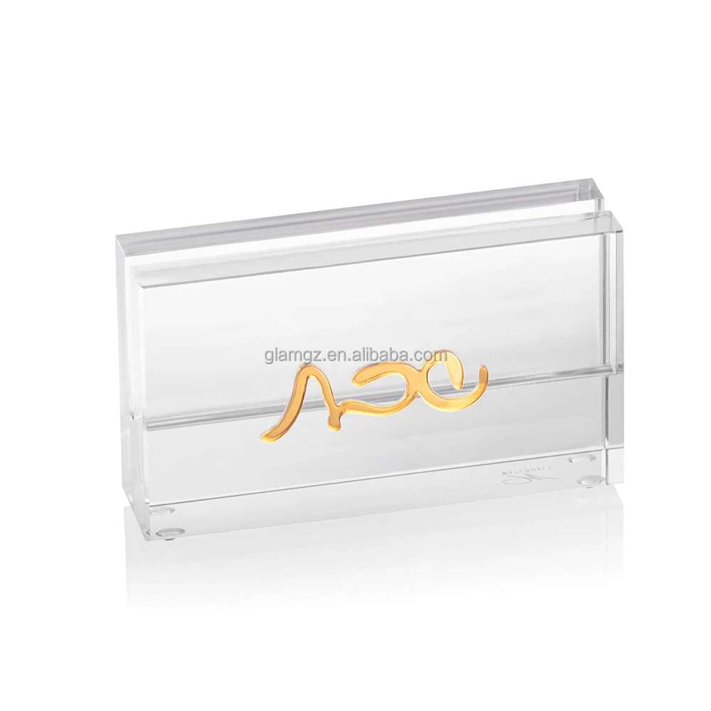 Judaica Jewish gold silver logo printing Lucite Display Holder Challah Acrylic Knife Stand