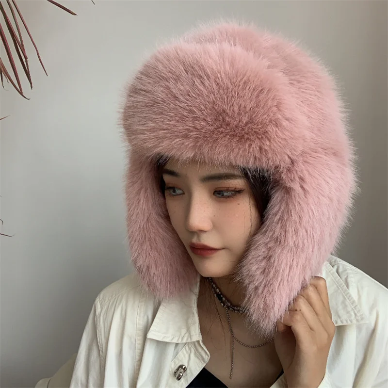 IDOIT New Outdoor Cold Proof Earflap Warm Cap Thickened Windproof Hat Lei Feng Hat Fur Winter Trapper Warm Winter Warm Hat