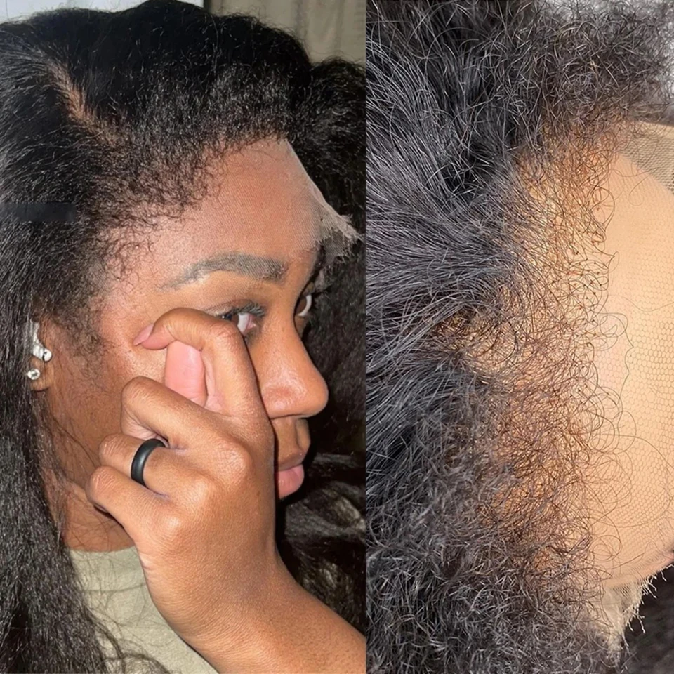 New launched Brazilian Kinky Straight Human Hair Wig Yaki Style  13*4 13*6 HD Lace Frontal Wig Full And Thick