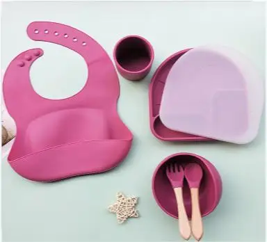 BPA Free Silicone Baby Feeding Set Food Grade Level Tableware For Babi Eating Learning