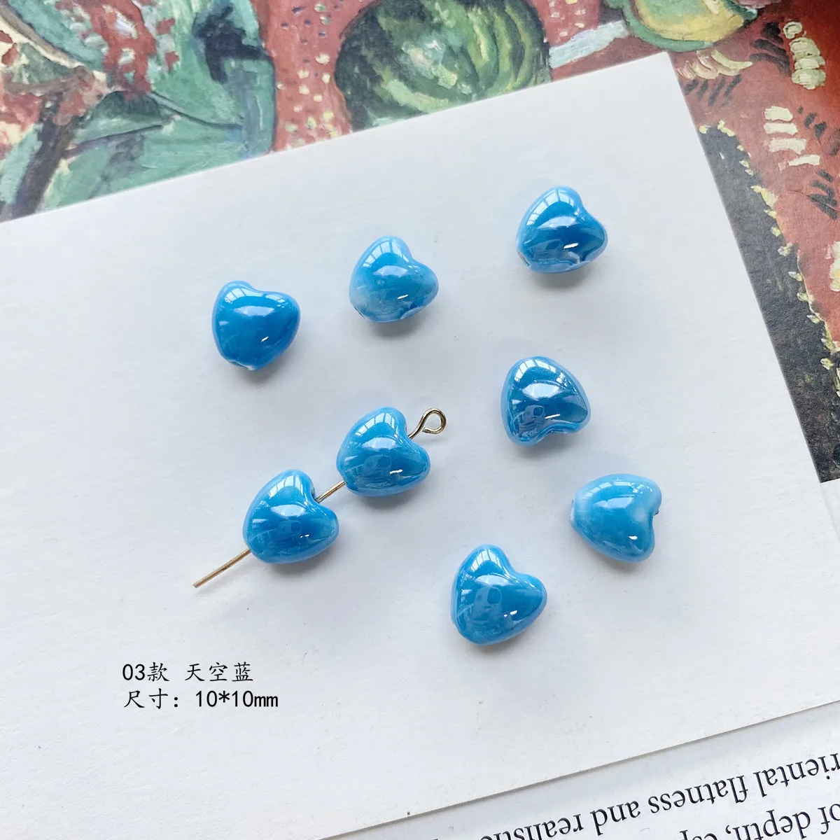 Wholesale AB Colorful Ceramic Heart Beads DIY  Necklace Bracelet Accessories , Ceramic Round Porcelain Beads for Jewelry Making