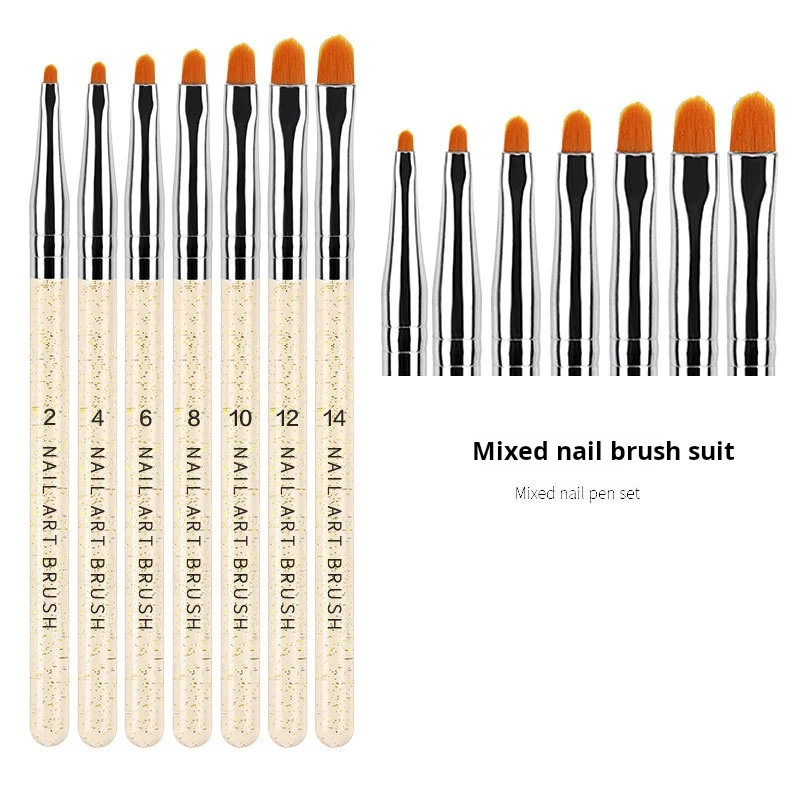 7pcs/set Nail Art Brush Acrylic UV Gel Extension Gel Polish Drawing Painting Brush Set Pen Manicure Tool Wholesale