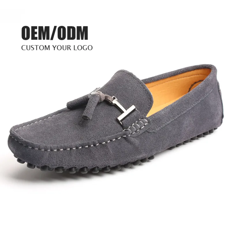 Soft Moccasin Driving Shoes Big Size Suede Dress Shoes Loafers Men Cotton Fabric Faux Suede OEM Male Rubber
