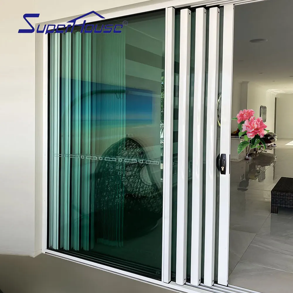 Premium Insulation hurricane proof NFRC NOA FPA AS2047 double glass aluminum stacking door with Superior protection