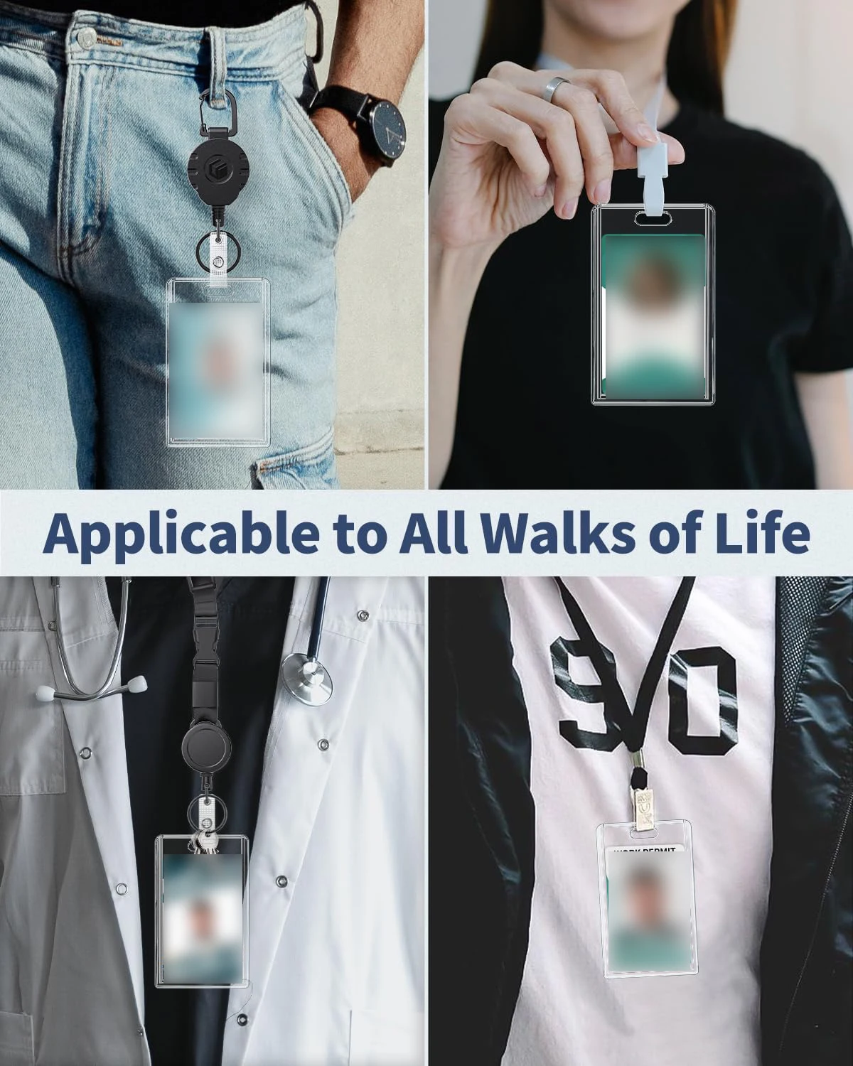 Sliding Badge Holder Clear Card Case Hard Plastic Card Protector Pouch For Office School Id Credit Card Driver License Pass