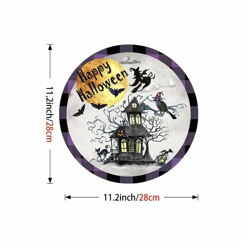 custom Wooden Halloween Welcome Doorplate Hanging Sign Circular Wooden Doorplate  2023 New Style