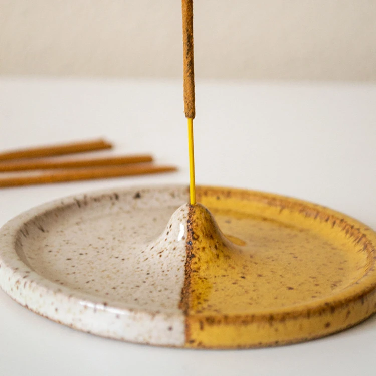 Modern Speckled Satya Incense Holder Ceramic Color Block Incense Holder Speckled Incense Burner Holder