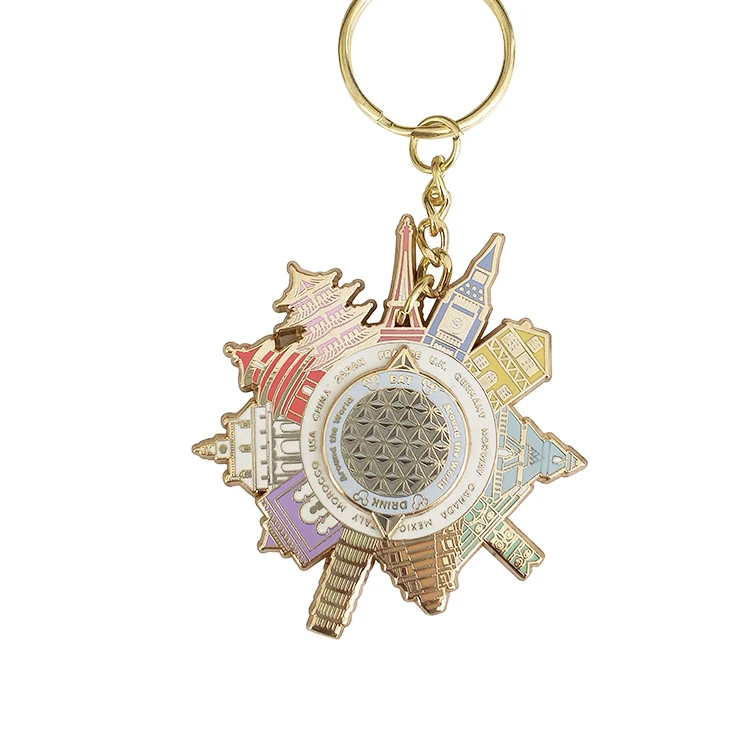 glitter dye black metal customized soft enamel self defense keychain accessories