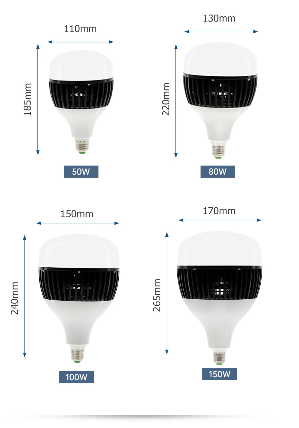 High Power LED Bulb,Daylight White 6500k LED High Watt Light Bulb Indoor Living Room Garage Warehouse Super Bright Lighting Lamp_16