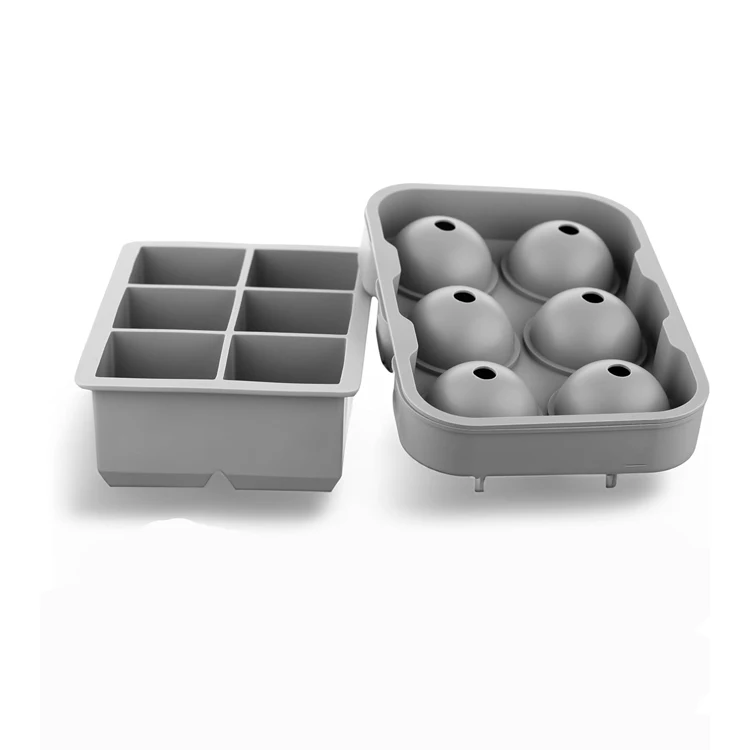 Custom 4 6 8 cavity ball square shaped large silicone sphere 2 pack ice cube trays for whiskey