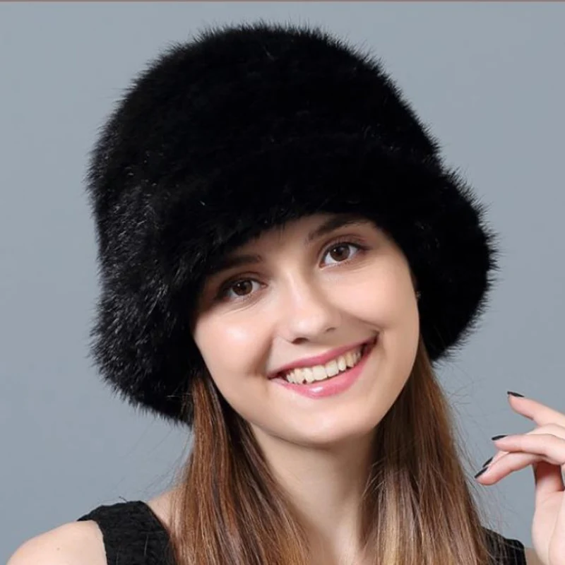 CX-C-101B Wholesale Supplier Ladies Elegant Outfits Sun Hats Natural Real Mink Fur Hat for Women