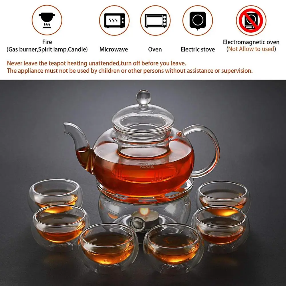 Handmade 600ml Borosilicate Glass Tea Pot Set Modern Design Eco-Friendly Drinkware Borosilicate Tea Kettle