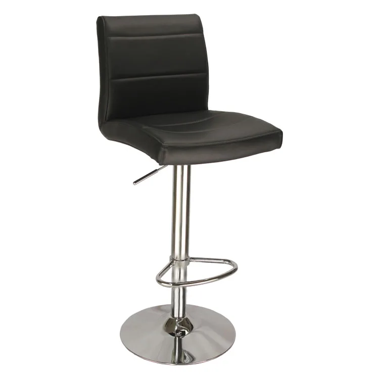 Classic Leather High New Height Adjustable Modern Black Leather Chrome Frame Bar Chair Bar Stool Silla De Bar
