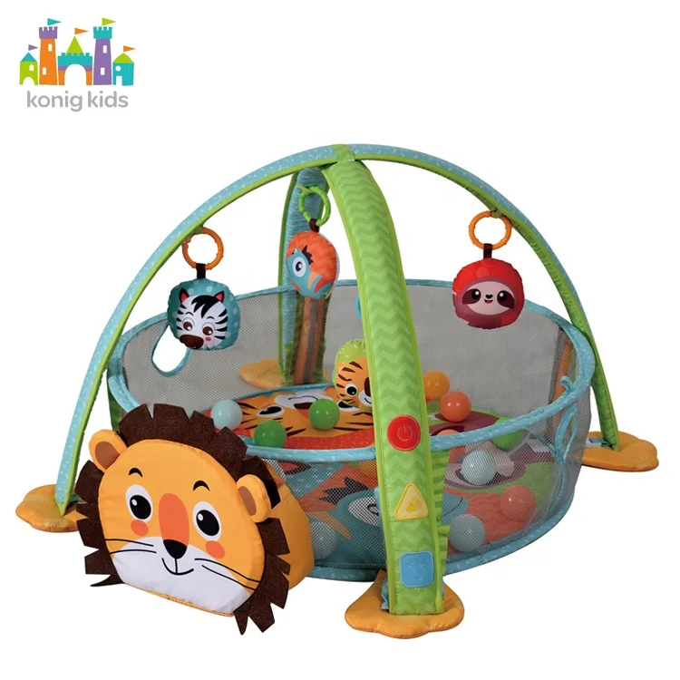 Konig Kids Wholesale Developmental Activity Gym With Lights And Music Multi-function Folding Baby Play Mat With Balls