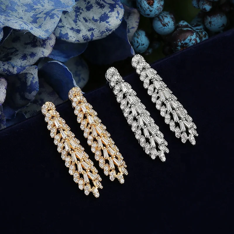 Echsio 3A CZ Zircon Luxury Copper Jewel 4 Pieces Jewelry Set Bridal Wedding Jewelry Set Wholesale CN1805