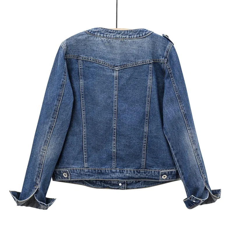 Hot Sell New Denim Jacket For Women Plus Size 6x Custom Crew Neck Long Sleeve Jacket Women High Quality Jeans Denim Jacket