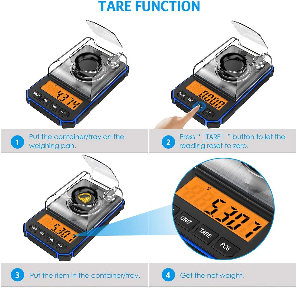 Diamond Weighing Scales Portable Digital Electronic Pocket Scale 0.001g Accuracy LCD Battery 200g Max Jewelry Measurements