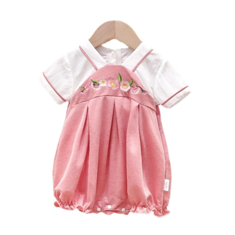 KYO Baby Girl Embroidered Hanfu Summer Clothes Short-sleeved Jumpsuit Newborn Baby Cute Chinese Style Outing Clothes