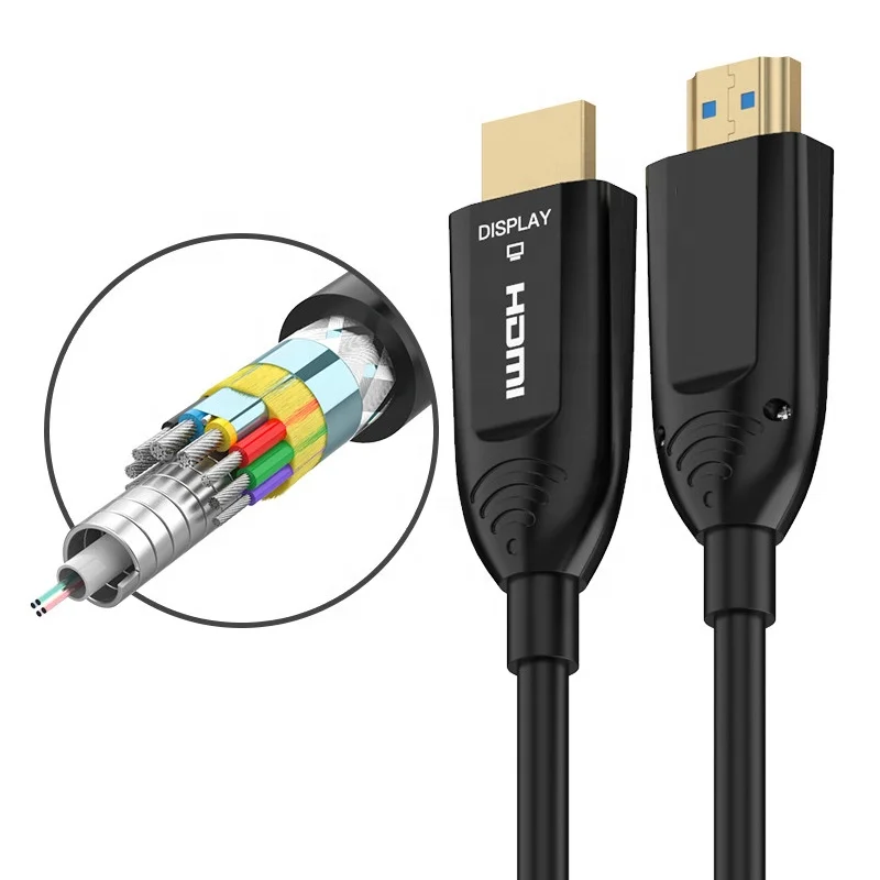 Tensile armored TPU  jacket protect 4 cores fiber AV cable 4K60Hz AOC cable fiber optic HDMI cable 4K