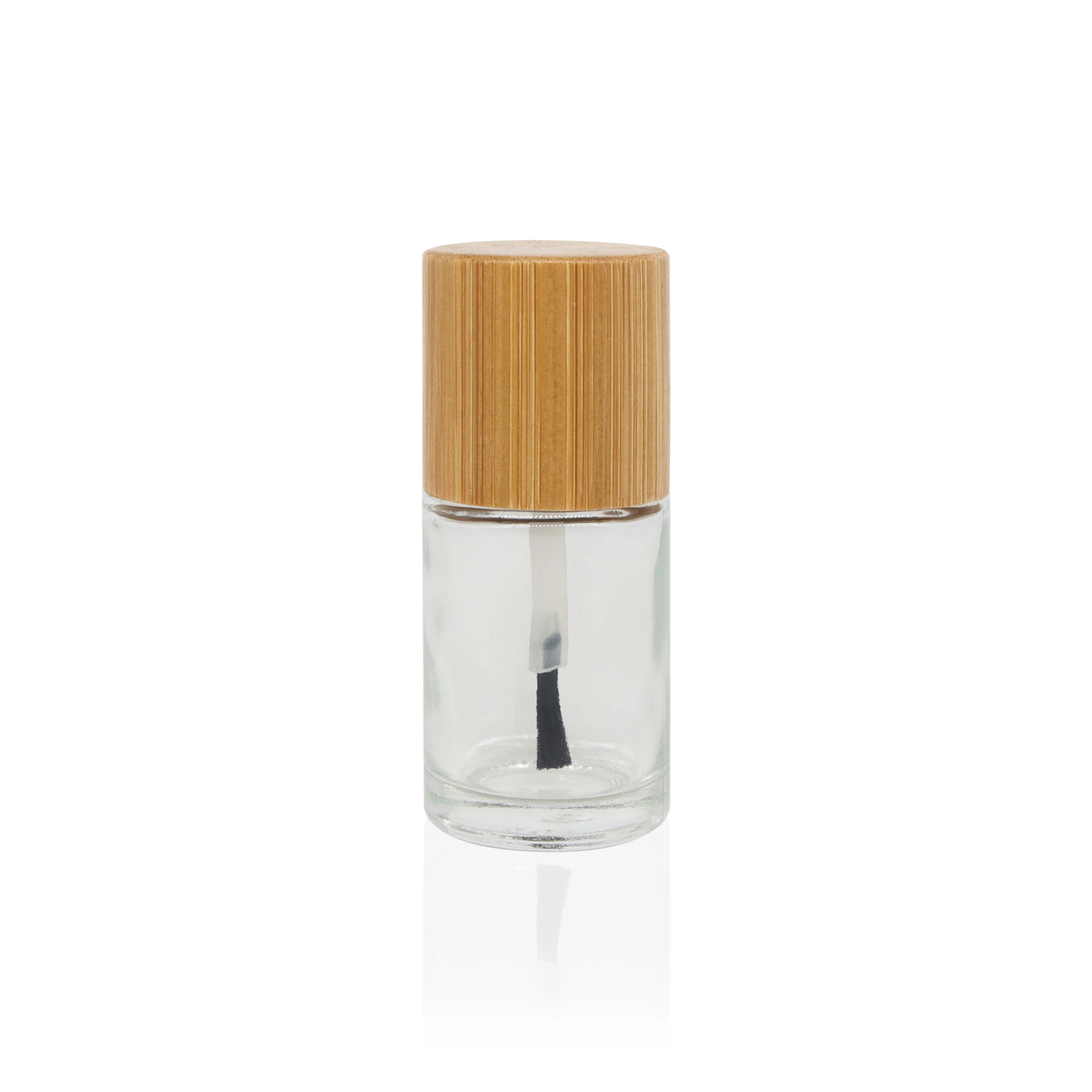 Custom Logo Cosmetic Packaging Empty Luxury Clear 10Ml Nail Polish Bottle With Bamboo Lid