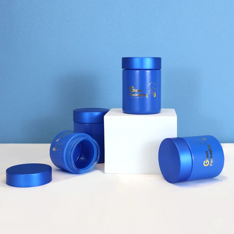 Round Empty Glass Jar 1oz 2oz 3oz Custom Logo Silkscreen Glass Containers With Child Resistant Cap