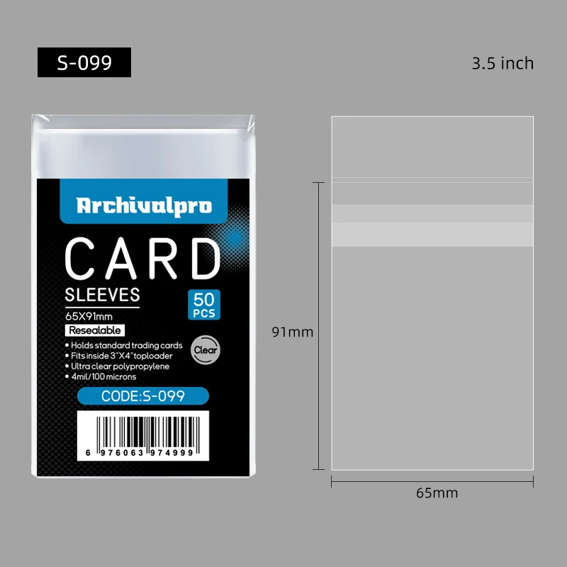 Archivalpro wholesale PP material clear view self-adhesive trading card game card sleeves