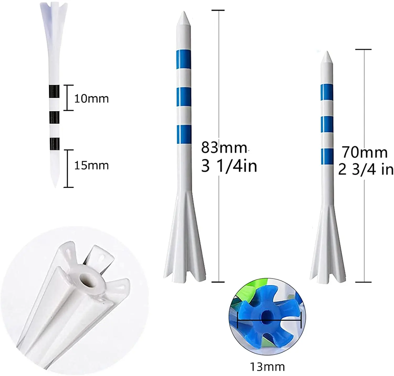 5 Prongs Golf Plastic Tees | Reduce Friction & Side