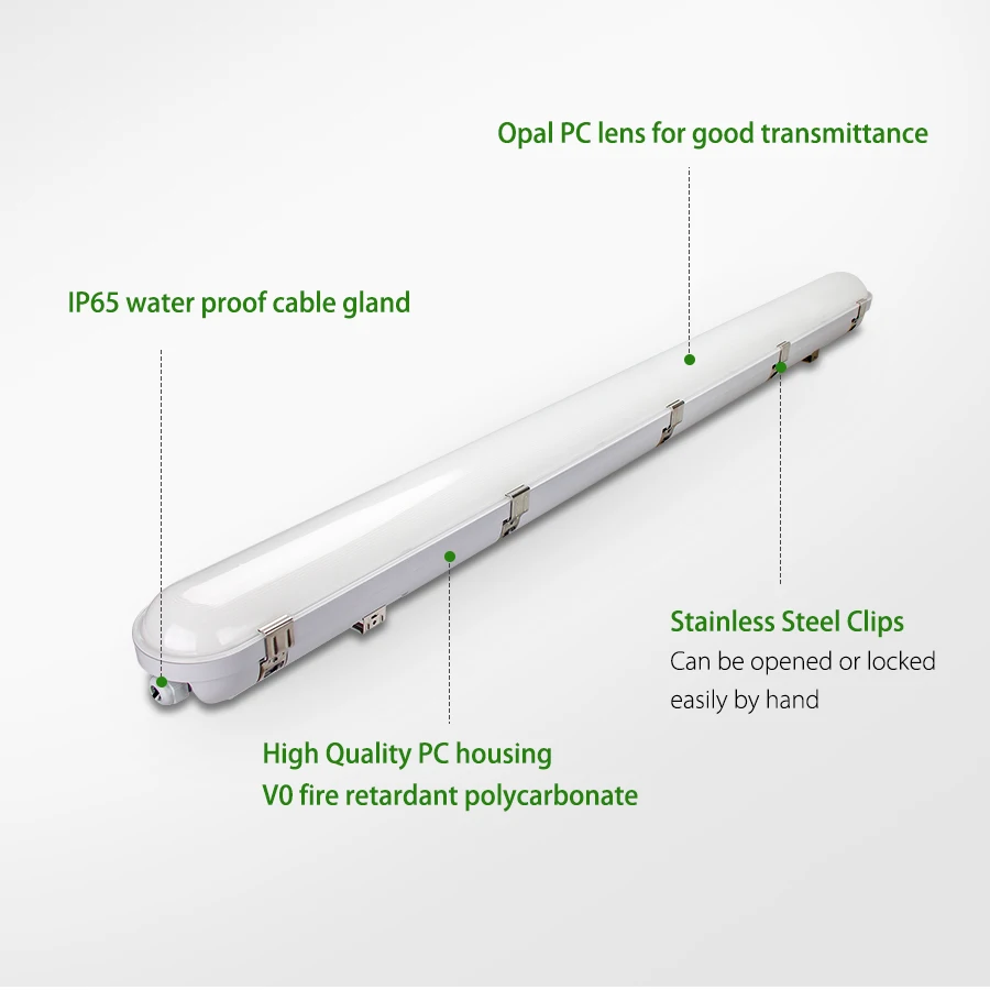 CE Rohs 200-240V 60CM 120CM 150CM Tri-proof Lamp IP66 IK08 LED Linear Batten Light