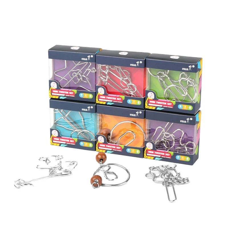 6Pcs Each Set Iq Interlocking Educational Classical Toys Brain Teaser Metal Wire Puzzle For Children Adult