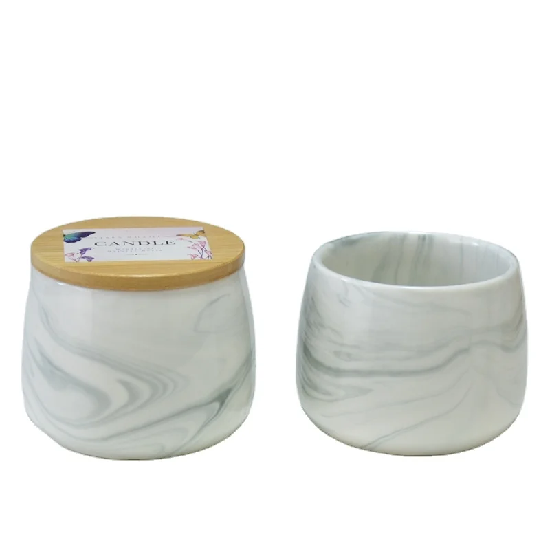 
Custom different size & color frosted cylindrical Ceramic candle jar with wooden lid Porcelain candle holder for Home wedding 
