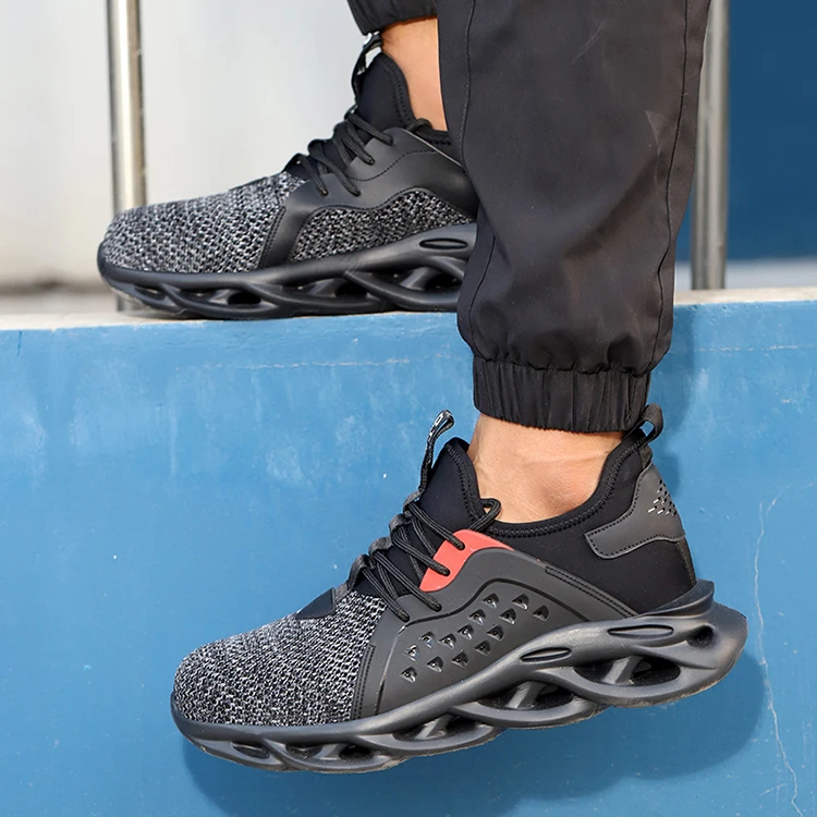 Magic strap mesh esd working shoes lady man casual anti puncture work safety steel toe cup labor jogger