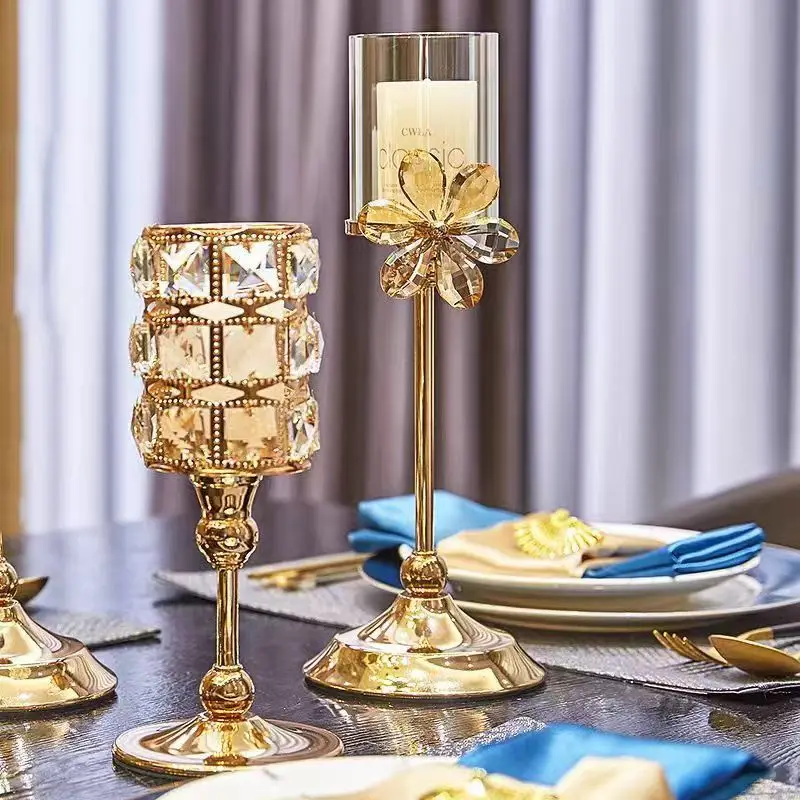 European crystal candlestick feather container home candlelight dinner table decoration candlestick crystal candlestick