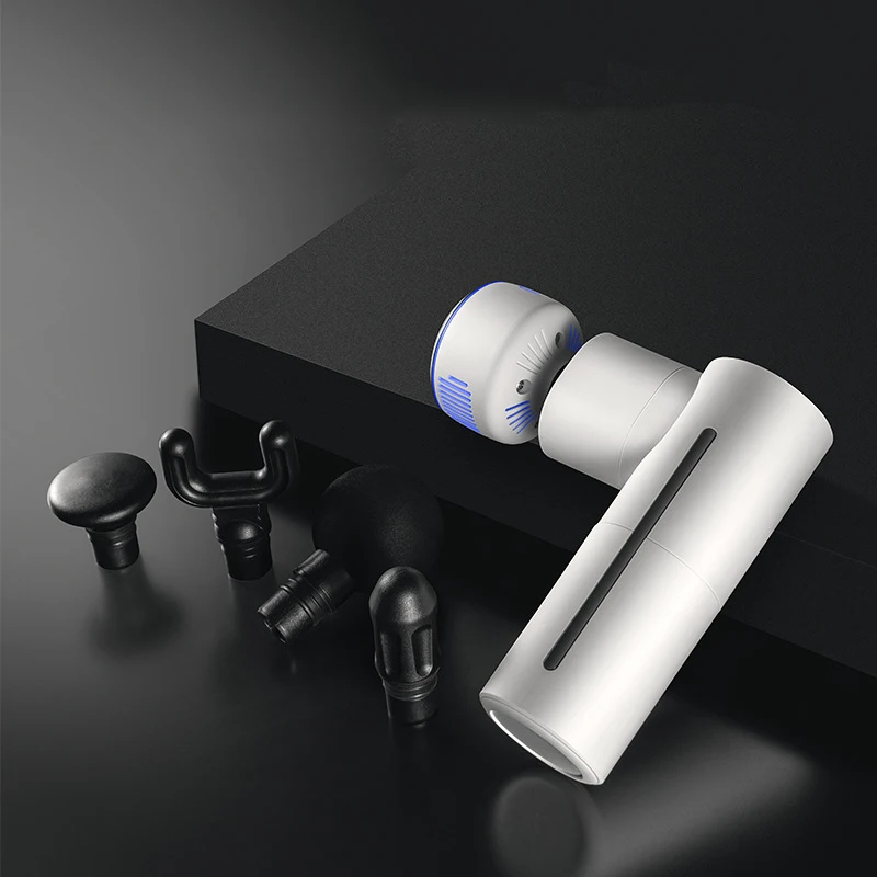 Heated Massage Gun Mini White Handheld Deep Tissue Percussion Massager Gun with Heat and Cool Head for Pain Relief