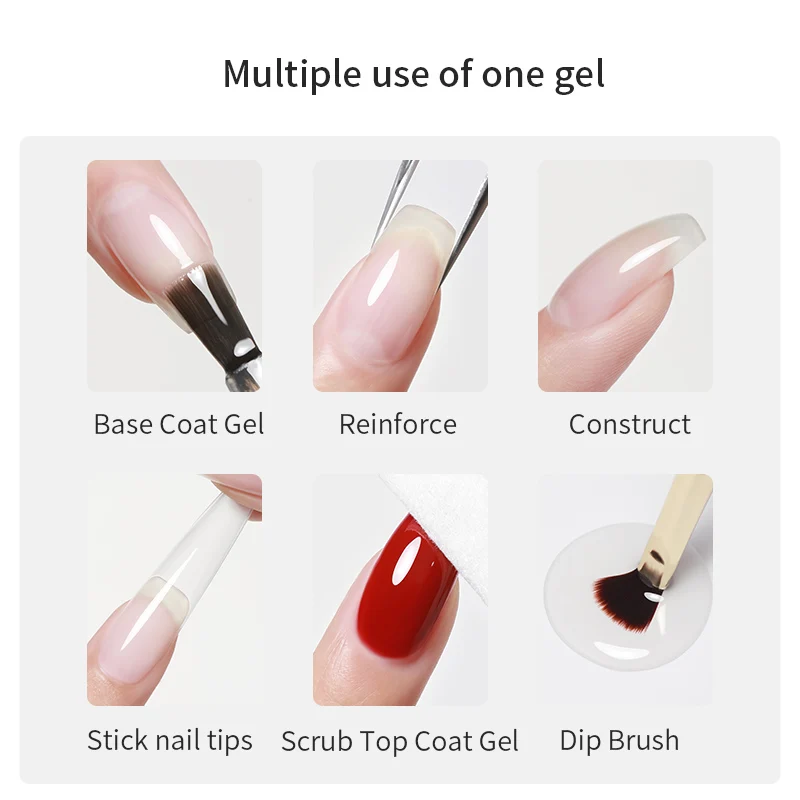 Customized Logo 16ml 6 in 1 Nail Tip Gel Super Shine Gel Top Coat Quick Construction Nail Gel