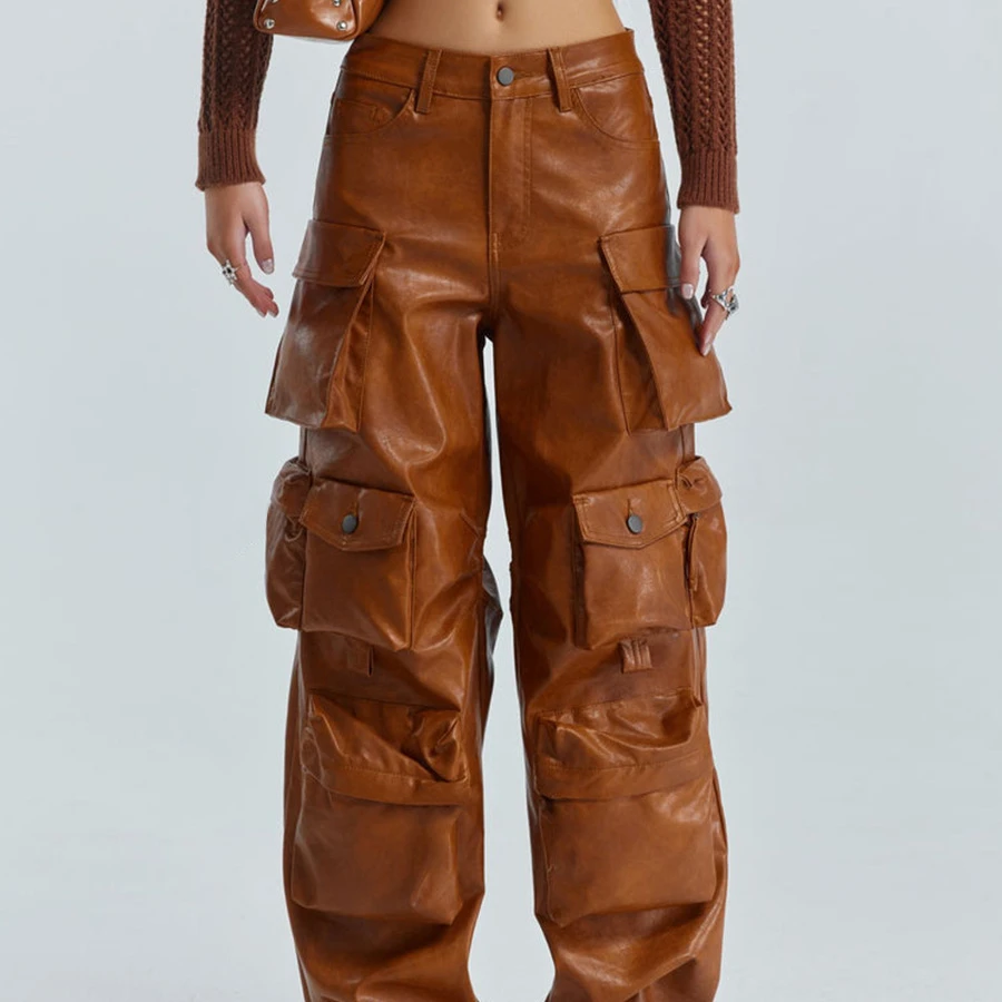 Plus Size Pant cargo long pant Wide Leg Cargo Pants High Waist Trousers Vintage Baggy multi pockets cargo jeans for women