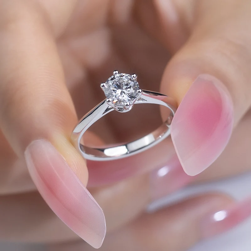 Messi Jewelry 18k white gold 1ct round  cut  IGI lab diamond women Jewelry Rings solitaire engagement ring  Style